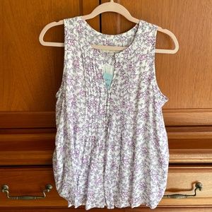 LOFT medium petite sleeveless top in lavender floral pattern